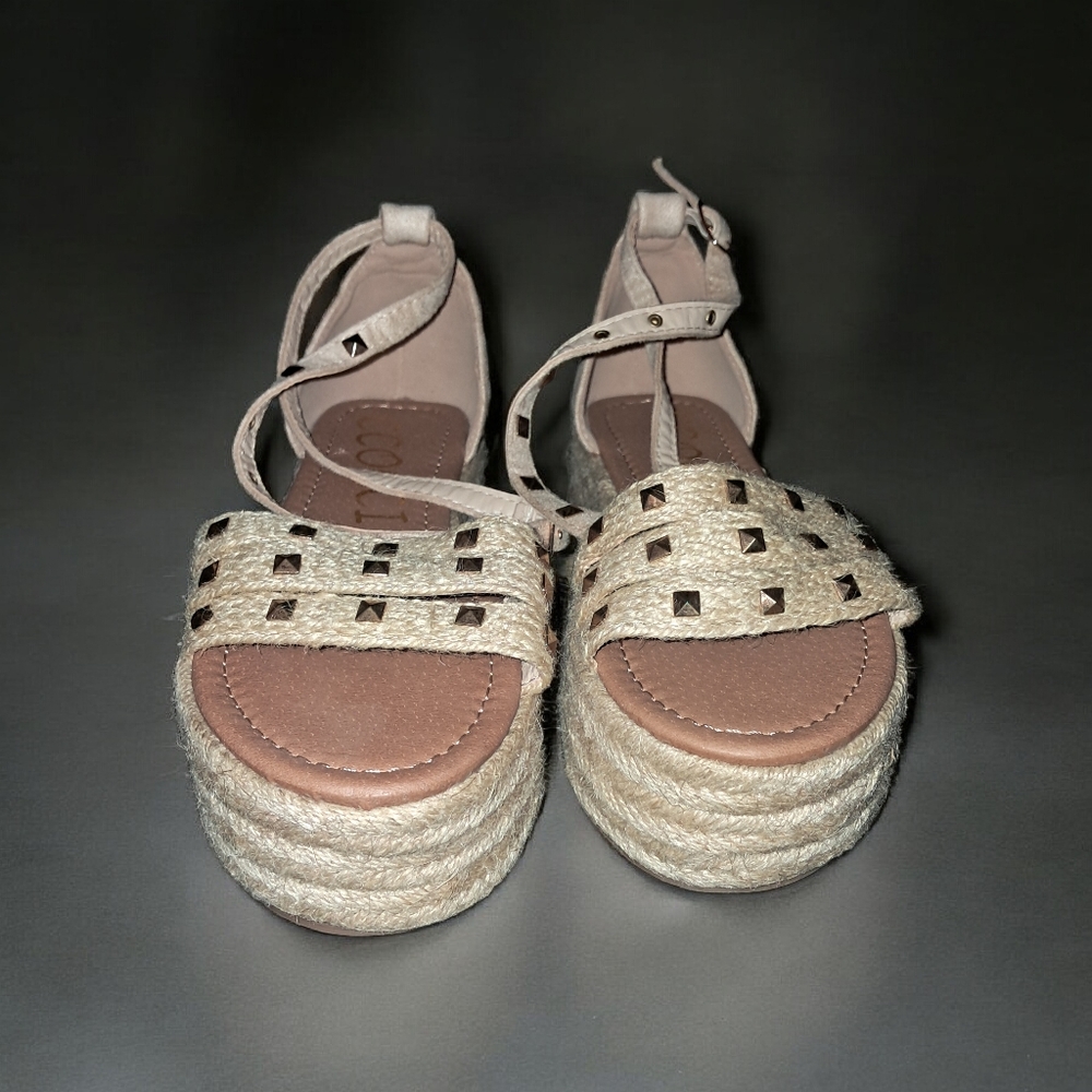 CCOCCI size 8 womens Elegant Beige Platform Sandals With Ankle Strap - Picture 5 of 15